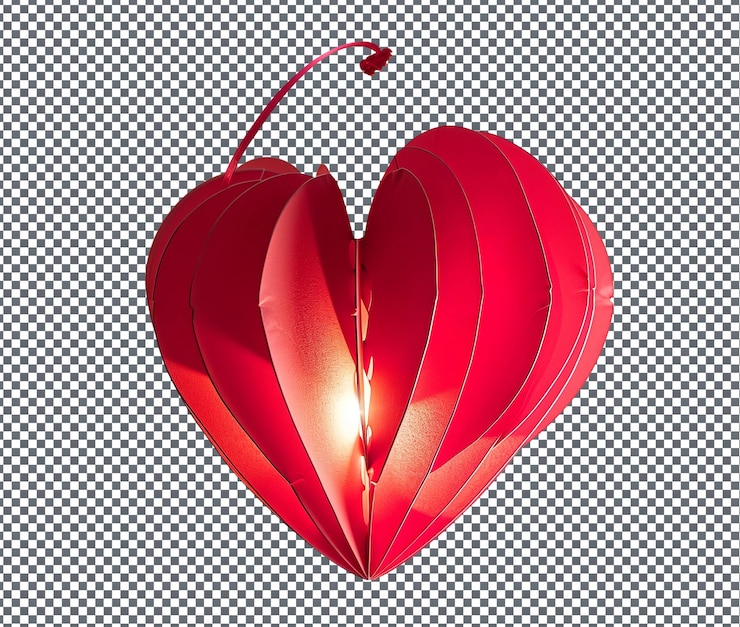 PSD beautiful diy heart shaped paper lanterns isolated on transparent background