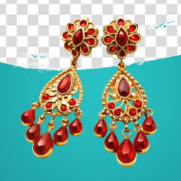 PSD beautiful earring with gem stone isolated on transparent background