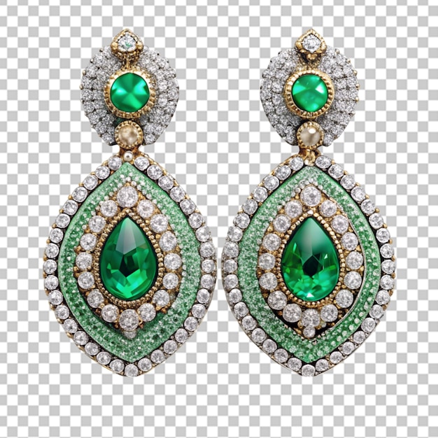 緑色の宝石の美しいイヤリング