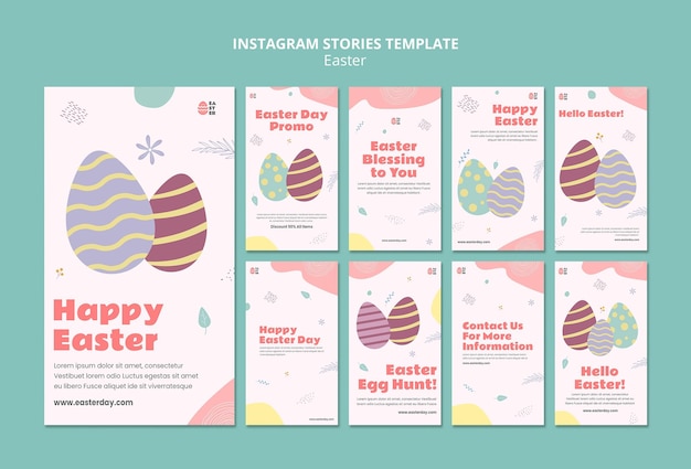 PSD belle storie di instagram di eventi del giorno di pasqua