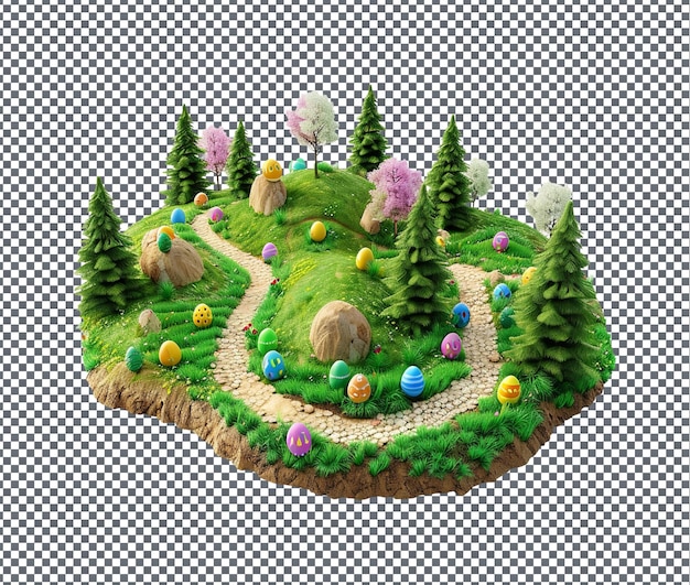 PSD beautiful egg hunt map isolated on transparent background