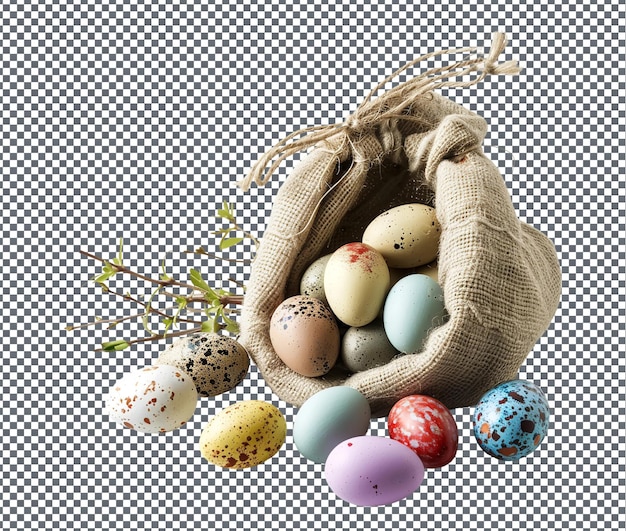 PSD beautiful egg hunt survival kit isolated on transparent background