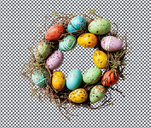 PSD beautiful egg wreath isolated on transparent background