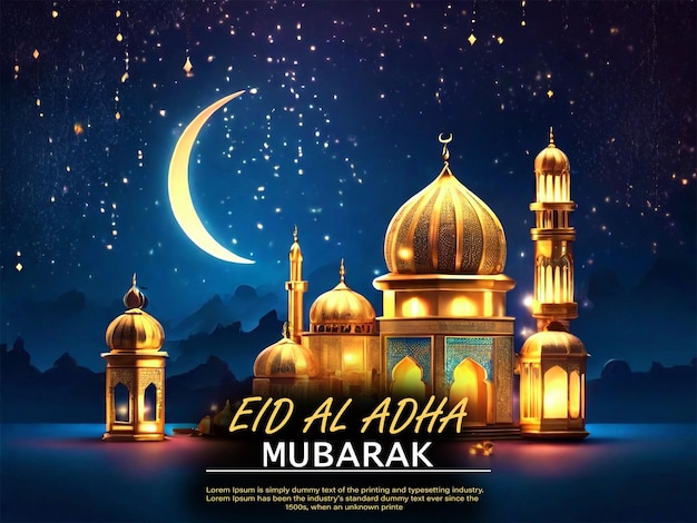 PSD beautiful eid al adha greeting poster