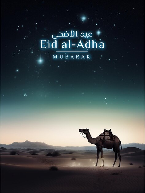 PSD 아름다운 eid al adha mubarak 인사말 카드 eid mubarak