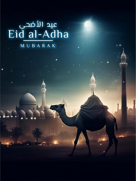 Beautiful eid al adha mubarak greeting card eid mubarak