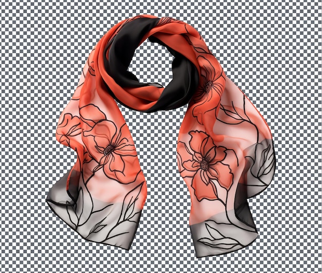 Beautiful Embroidered Velvet Scarf isolated on transparent background