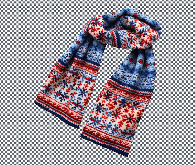 PSD beautiful fair isle scarf isolated on transparent background