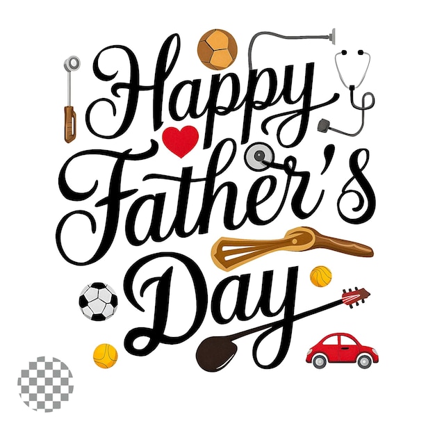 PSD beautiful fathers day typography on transparent background