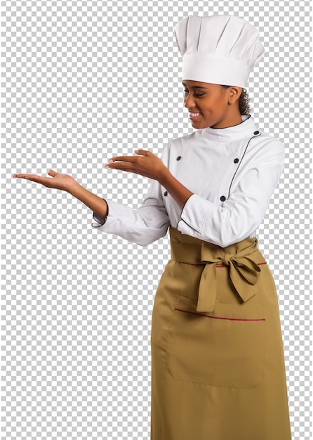 PSD beautiful female chef of brazilian cuisine on transparent space