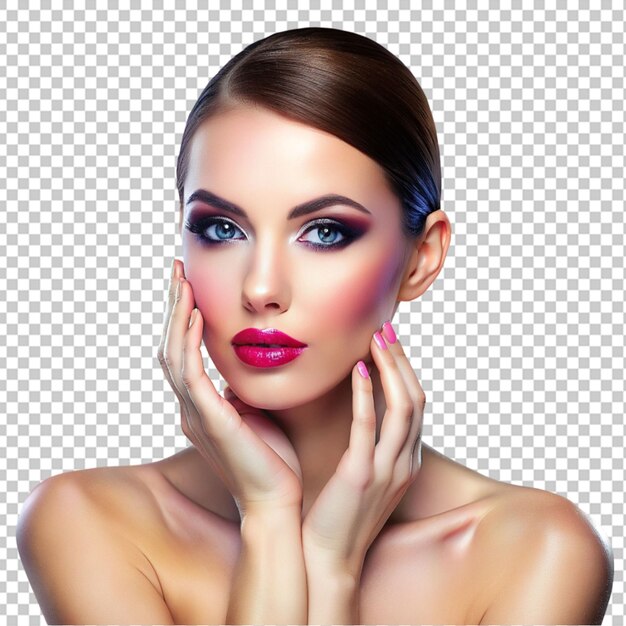 PSD beautiful female hand touching face cosmetic girl