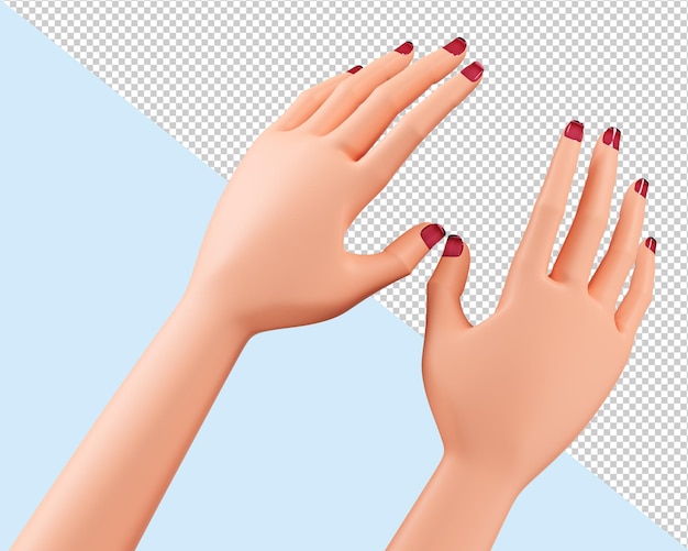 Красивые женские руки. руки с маникюром, 3d визуализация. уход за кожей и ногтями, спа уход