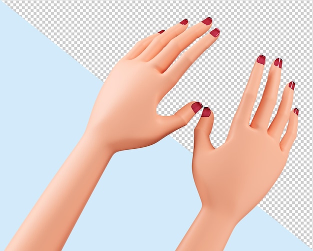 Belle mani femminili. mani con manicure, rendering 3d. cura della pelle e delle unghie, cura della spa