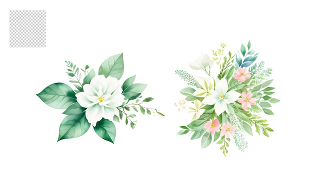 PSD beautiful floral flower png set