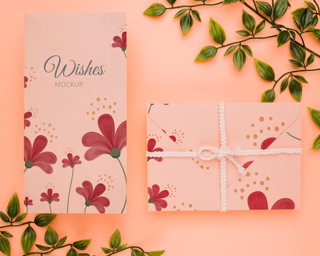 PSD beautiful floral invitation concept mock-up