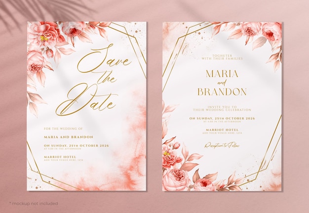 Beautiful floral wedding invitation card set