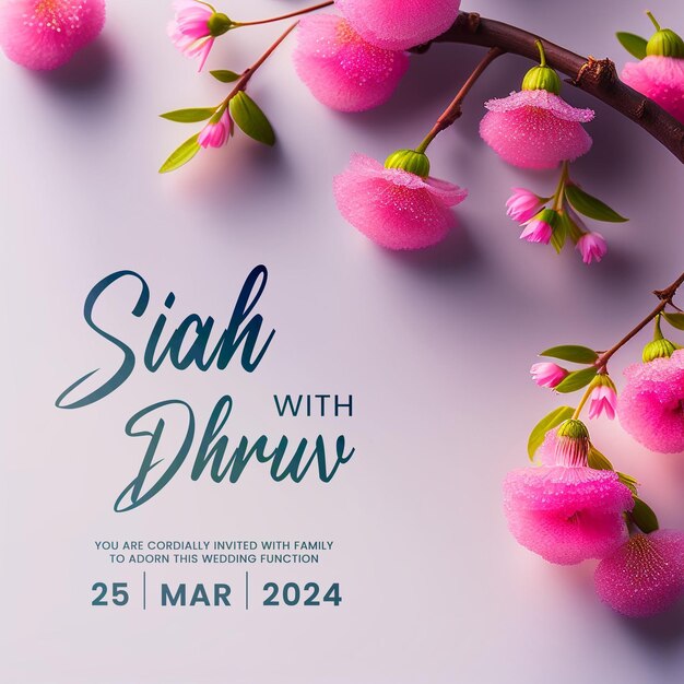 PSD beautiful floral wedding invitation card template free psd