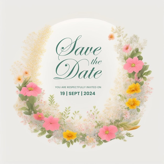 Beautiful floral wedding invitation card template free psd