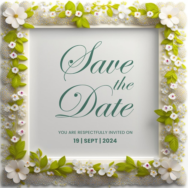 Beautiful floral wedding invitation card template free psd