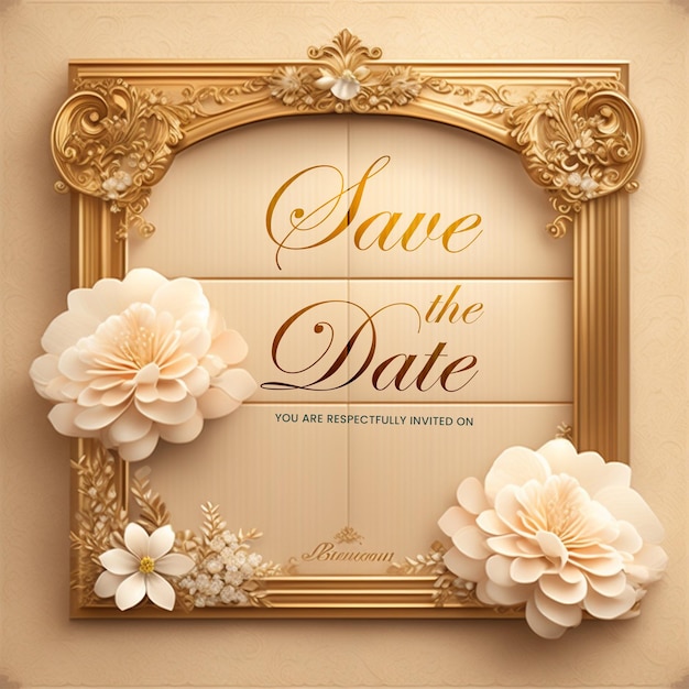 PSD beautiful floral wedding invitation card template free psd