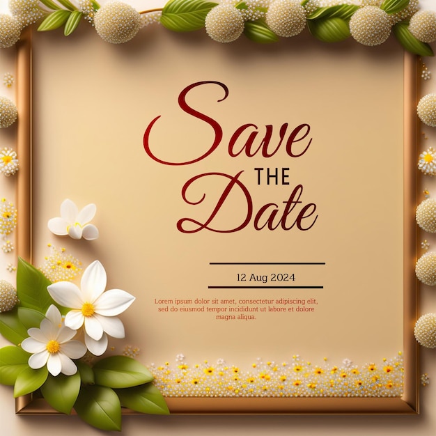 PSD beautiful floral wedding invitation card template free psd