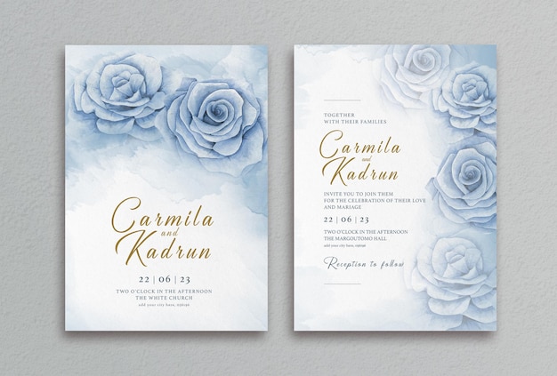 PSD beautiful floral wedding invitation card template