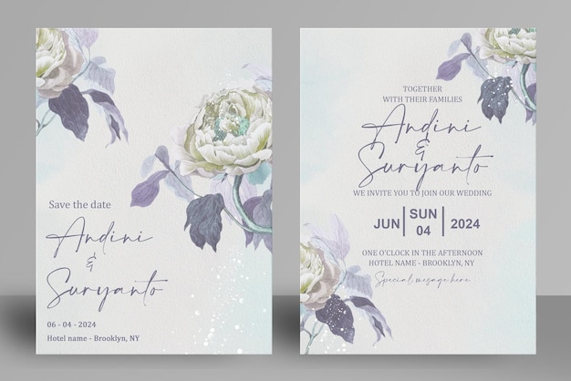 아름 다운 꽃 결혼식 초대 카드 서식 파일