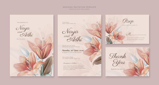 Beautiful floral wedding invitation template