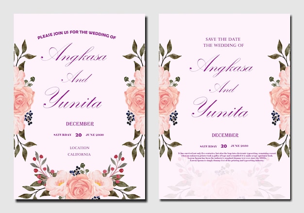beautiful floral wreath wedding invitation card template psd premium