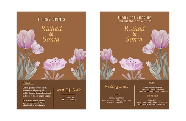 PSD beautiful floral wreath wedding invitation card template psd premium