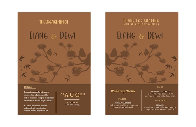 PSD beautiful floral wreath wedding invitation card template psd premium