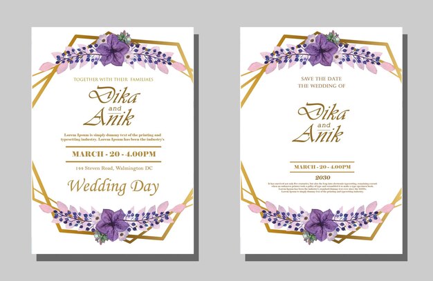 PSD beautiful floral wreath wedding invitation card template psd