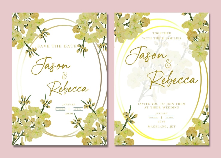 PSD 美しい花の花輪の結婚式の招待カードのテンプレートpsd