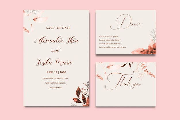 beautiful floral wreath wedding invitation card template psd