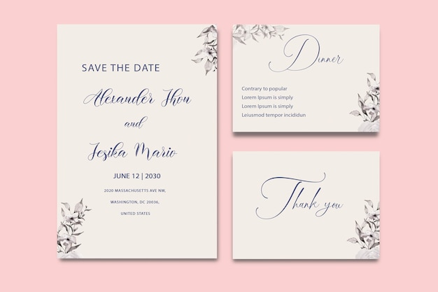 PSD beautiful floral wreath wedding invitation card template psd