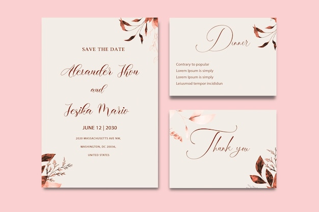 beautiful floral wreath wedding invitation card template psd