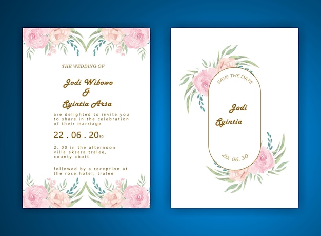 beautiful floral wreath wedding invitation card template psd