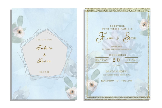 PSD beautiful floral wreath wedding invitation card template psd