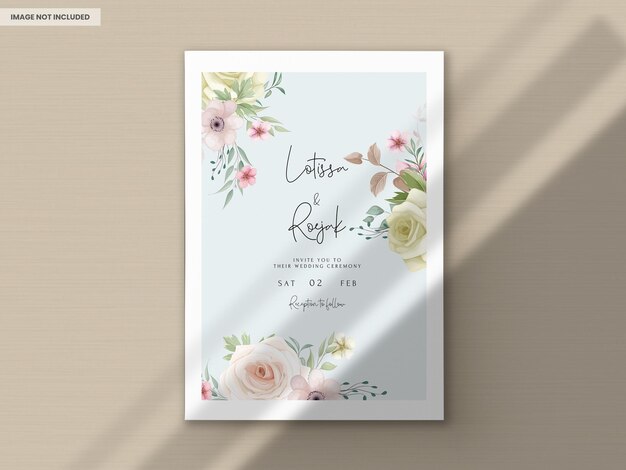 Beautiful floral wreath wedding invitation card