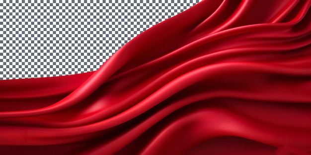 PSD beautiful flying red silk fabric isolated transparent background