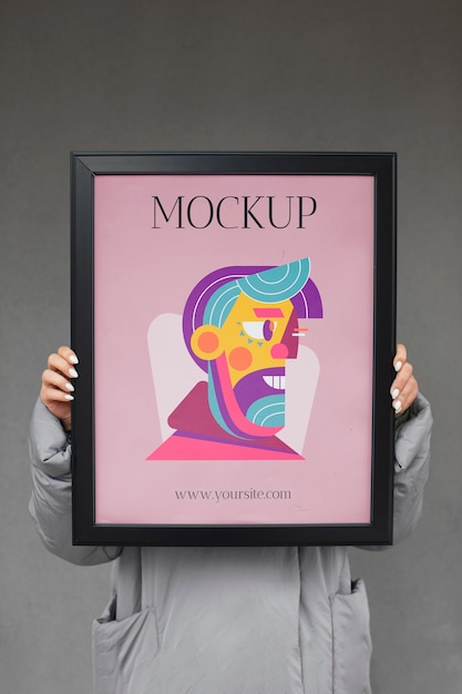 beautiful frame model mockup held by girl