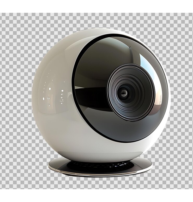 Beautiful futuristic portable speaker isolated on transparent background