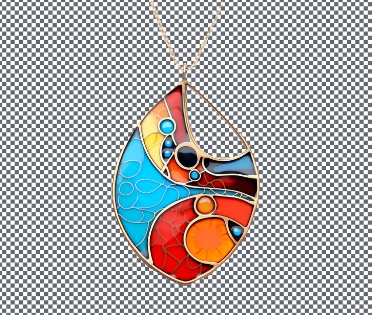 PSD beautiful gemstone enamel pendant isolated on transparent background