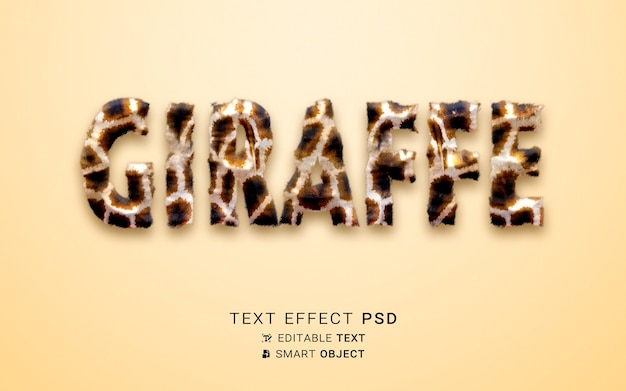 PSD Красивый текстовый эффект жирафа