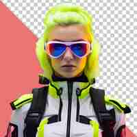 PSD beautiful girl in futuristic technopunk outfit fashion model