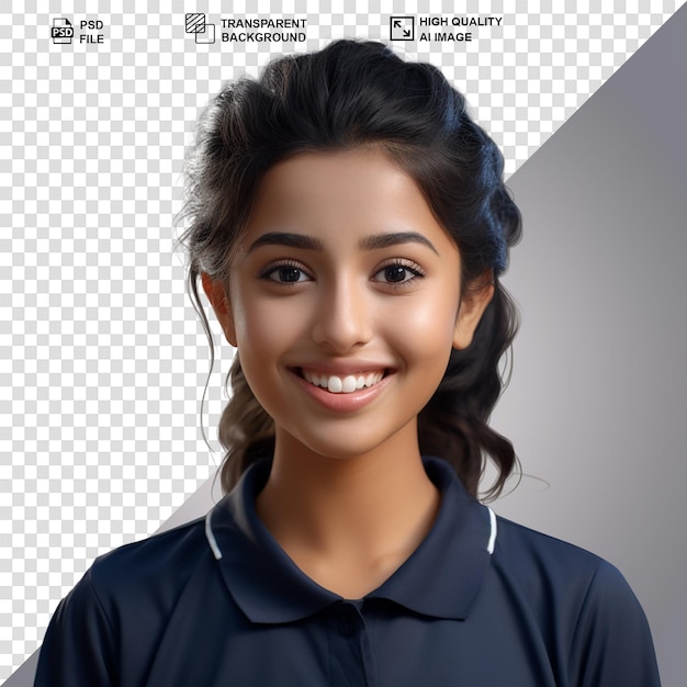 PSD beautiful girl portrait with transparent background