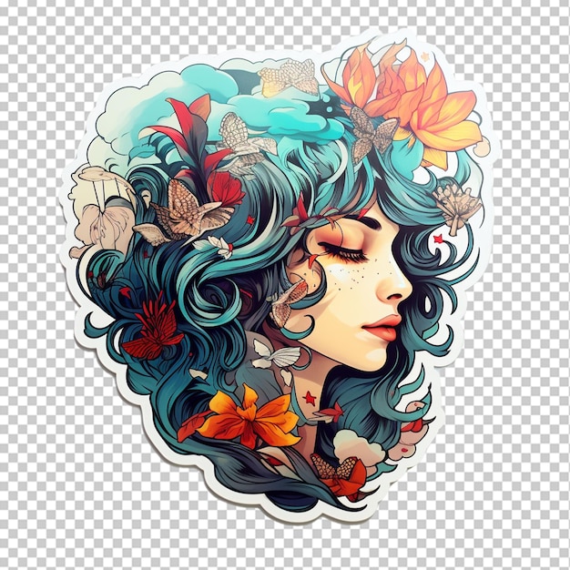 PSD beautiful girl stickers png