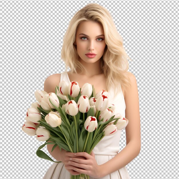 PSD beautiful girl with flower