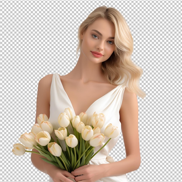 PSD beautiful girl with flower