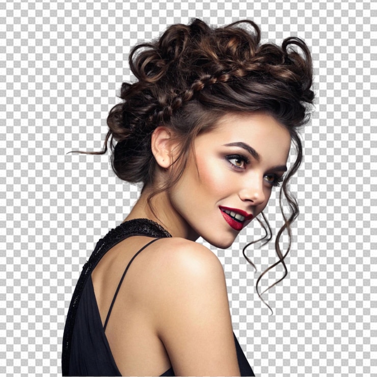 PSD a beautiful girl with natural makeup and hairstyle